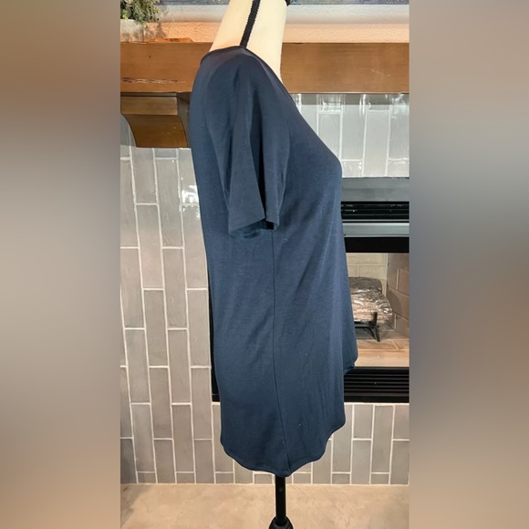 Banana Republic short sleeve swoop neck layered hem blue blouse size Small - Picture 4 of 4